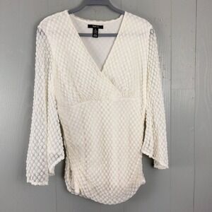 Style & Co Babydoll Top Womens XL Cream Baubles Poet Fairy Cottagecore Boho‎